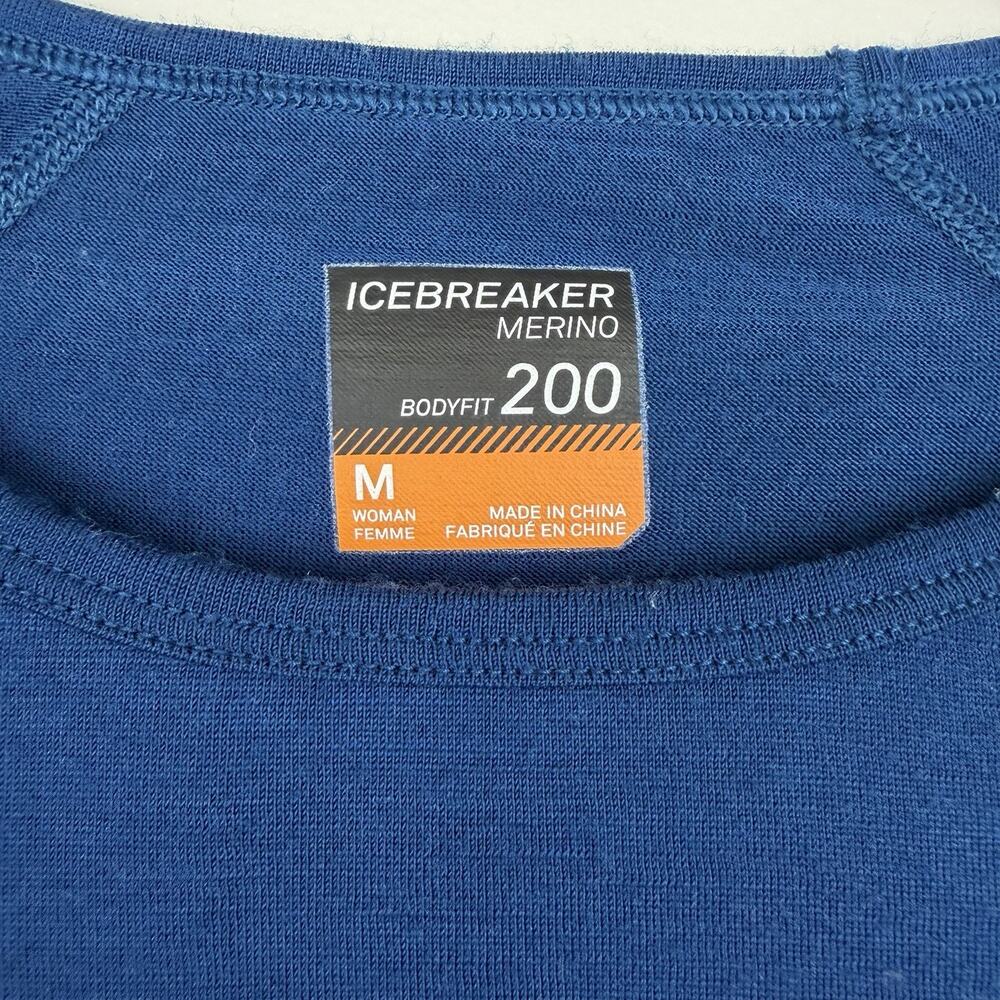 Icebreaker Merino Wool T Shirt Women's M Blue 200 Long Sleeve Thermal Base Layer - Picture 3 of 9
